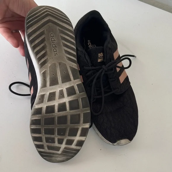 Adidas Women's Black Sneakers with Pink Stripes - Picture 4 of 5